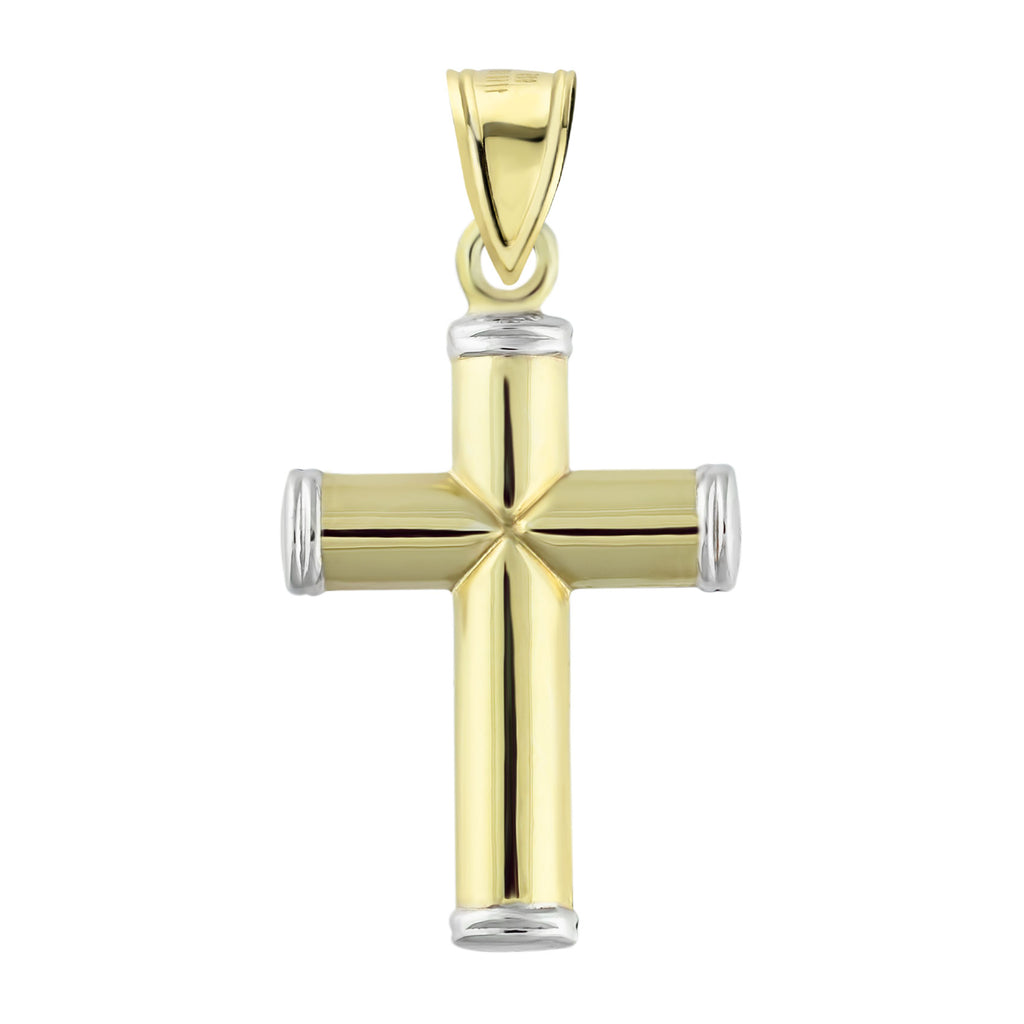 1 3/8 Plain Tube Cross Bonded 1/10th 10k Yellow White Gold - karratluxe