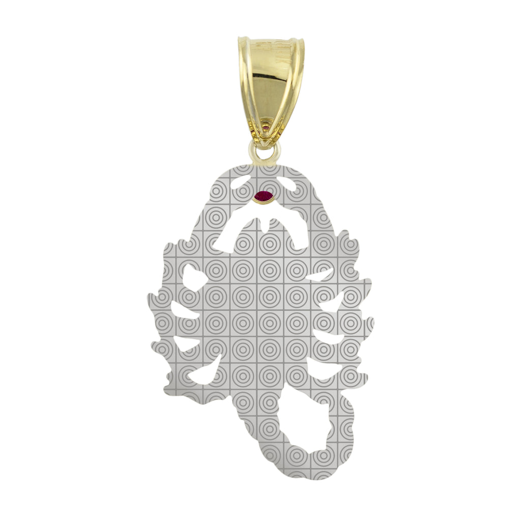 Scorpion Two-Tone Diamond Cut Charm Pendant Bonded 1/10th 10k Yellow White Gold  - karratluxe