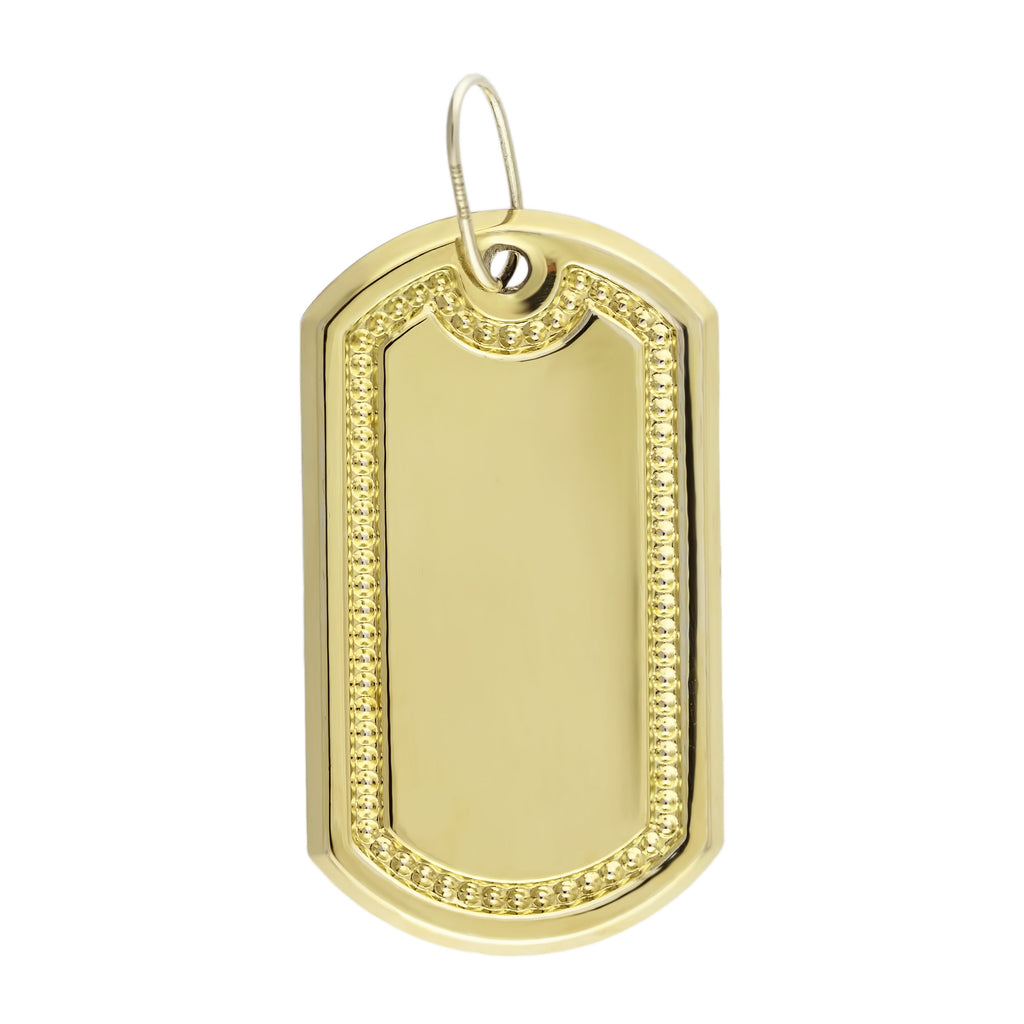 Dog Tag Plain Shiny Charm Pendant Bonded 1/10th 10k Yellow Gold  - karratluxe