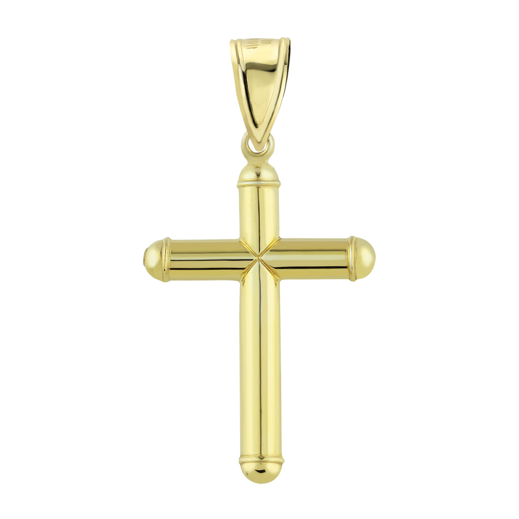 2 1/4" Tube Crucifix Jesus Body Charm Pendant Bonded 1/10th 10k Yellow White Gold  - karratluxe