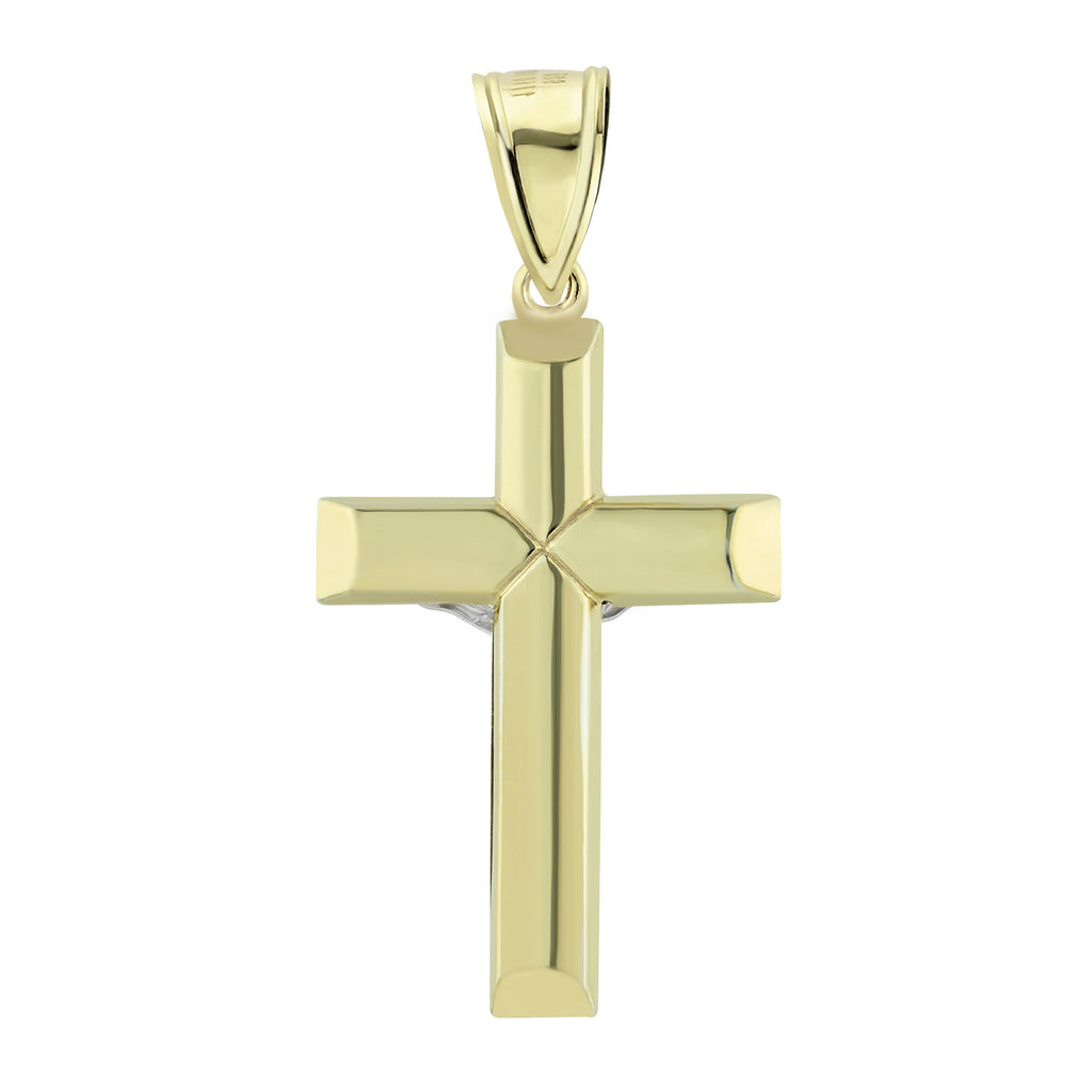 2 1/2" Diamond Cut Edgy Crucifix Jesus Body Charm Pendant Bonded 1/10th 10k Yellow White Gold  - karratluxe