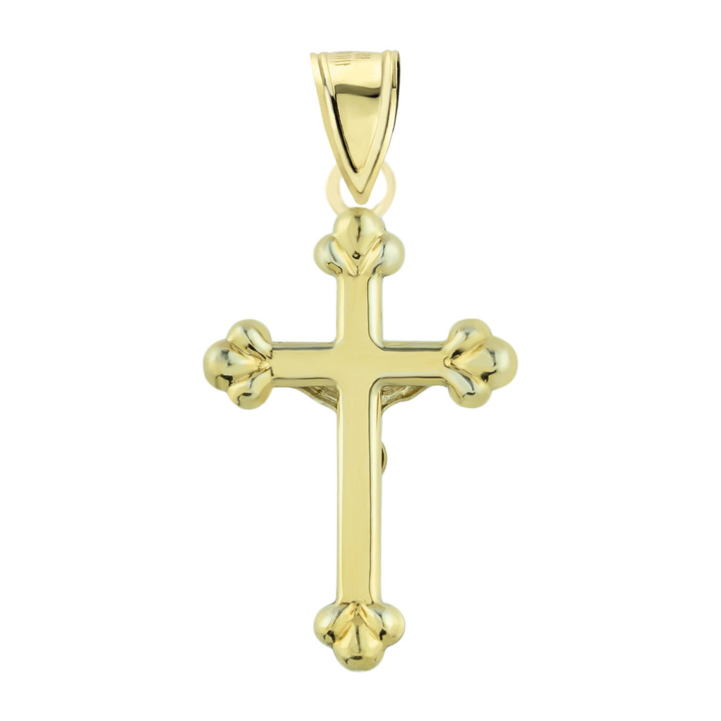 1 3/8" Jesus Crucifix Cross Pendant Bonded 1/10th 10k Yellow White Gold - karratluxe