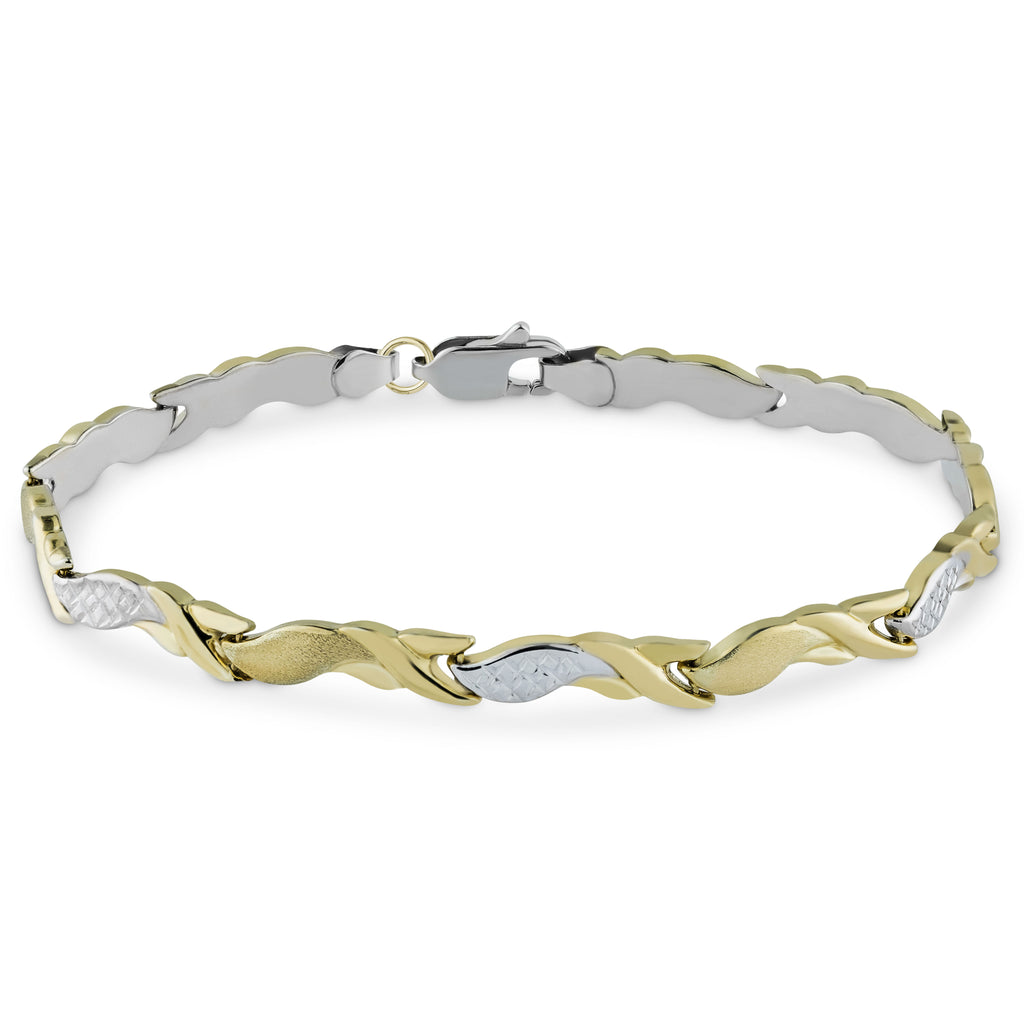 7.50" X Design Wheat Diamond Cut Bracelet Bonded 1/10th 10k Yellow Gold - karratluxe