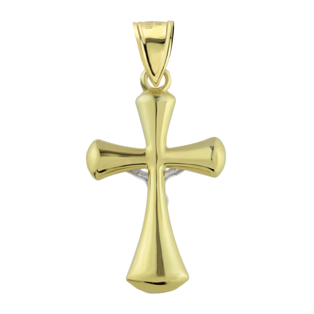 1 3/8 Jesus Crucifix Cross Bonded 1/10th 10k Yellow White Gold - karratluxe