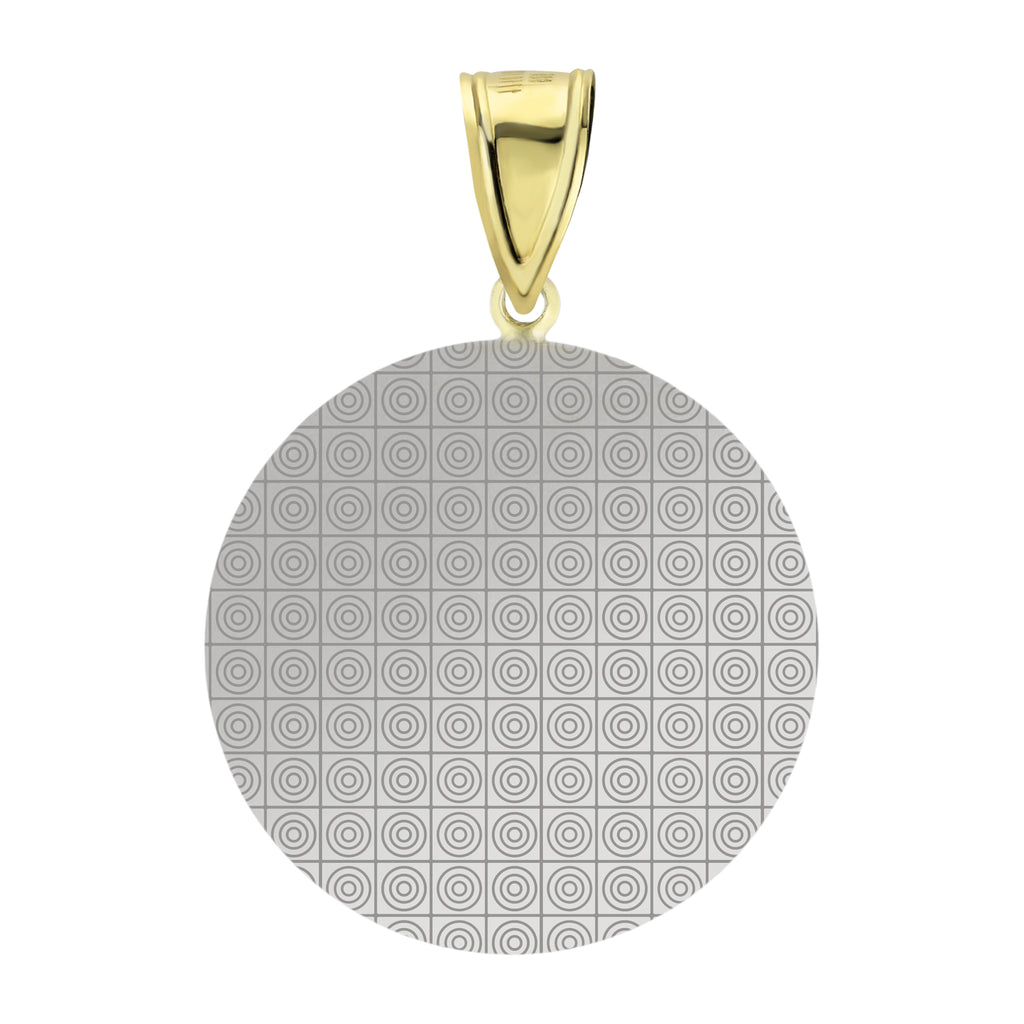 2" Crown Diamond Cut Round Medallion Pendant Bonded 1/10th 10k Yellow Gold - karratluxe