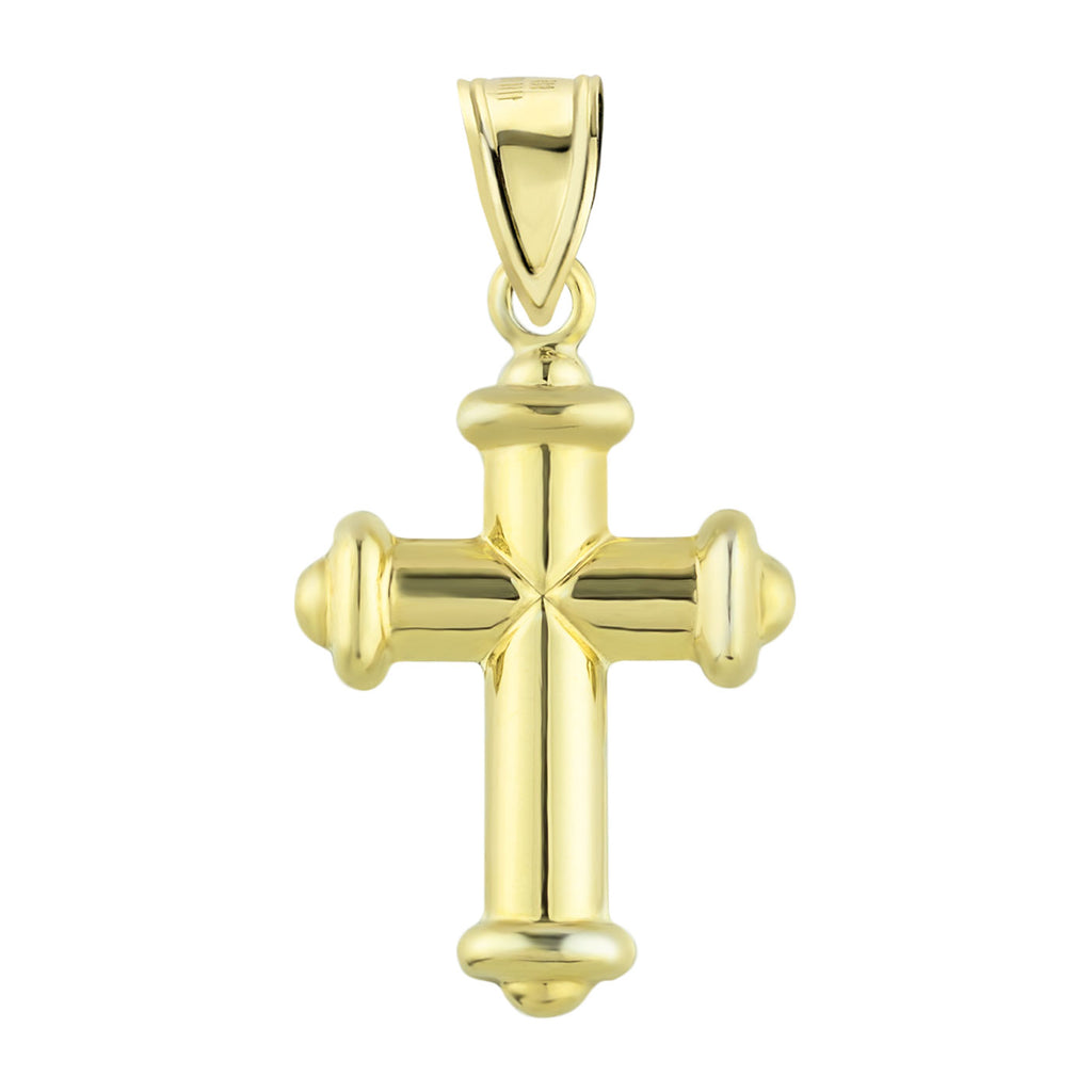 1 1/4" Reversible Two-Tone Cross Charm Pendant Necklace Bonded 1/10th 10k Yellow Gold - karratluxe