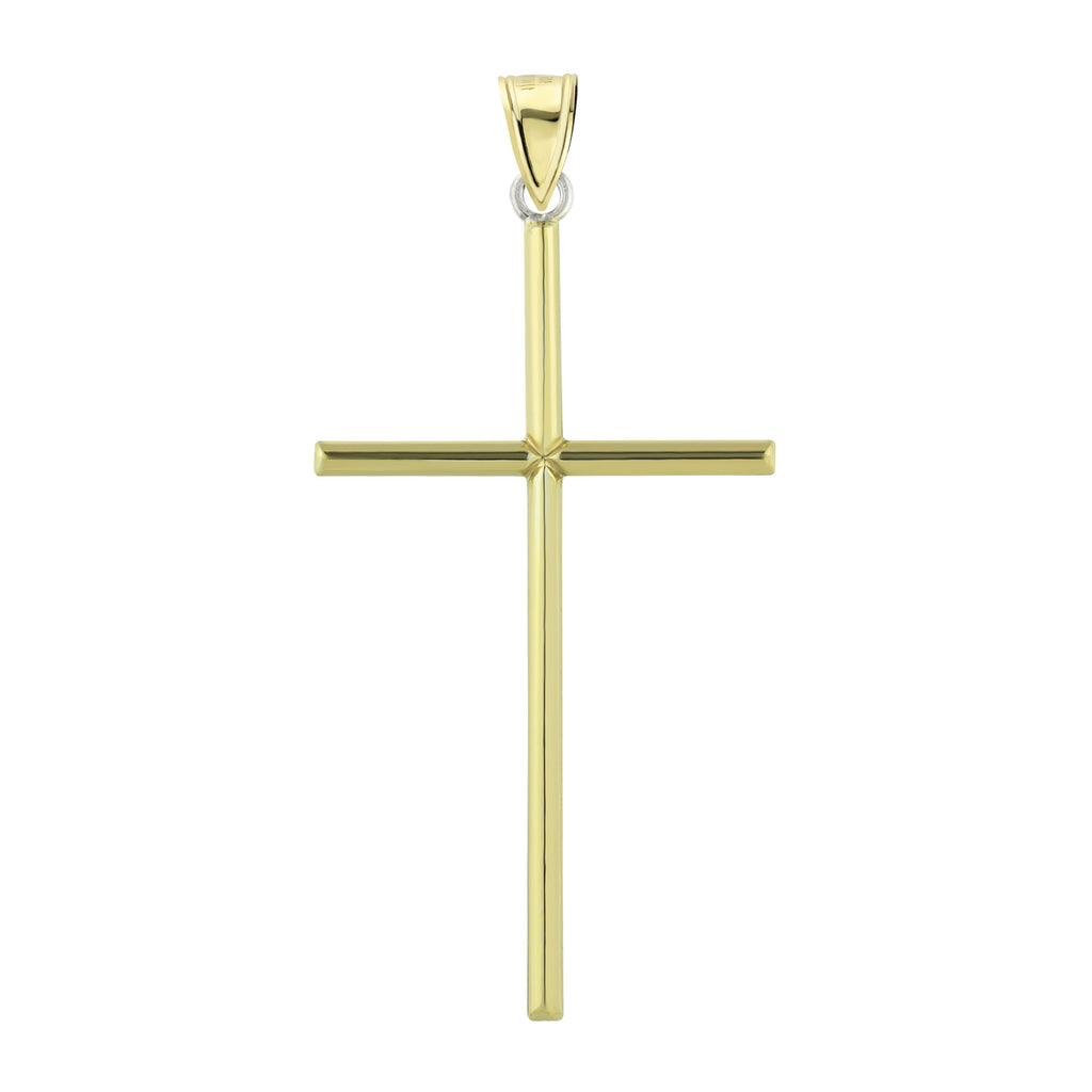 2 1/4" Diamond Cut Cross Charm Pendant Bonded 1/10th 10k Yellow White Gold  - karratluxe