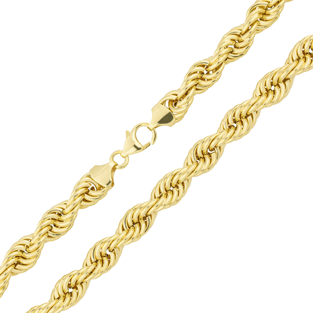 Hollow Rope Chain Necklace Real 10K Gold Bonded 925 - karratluxe