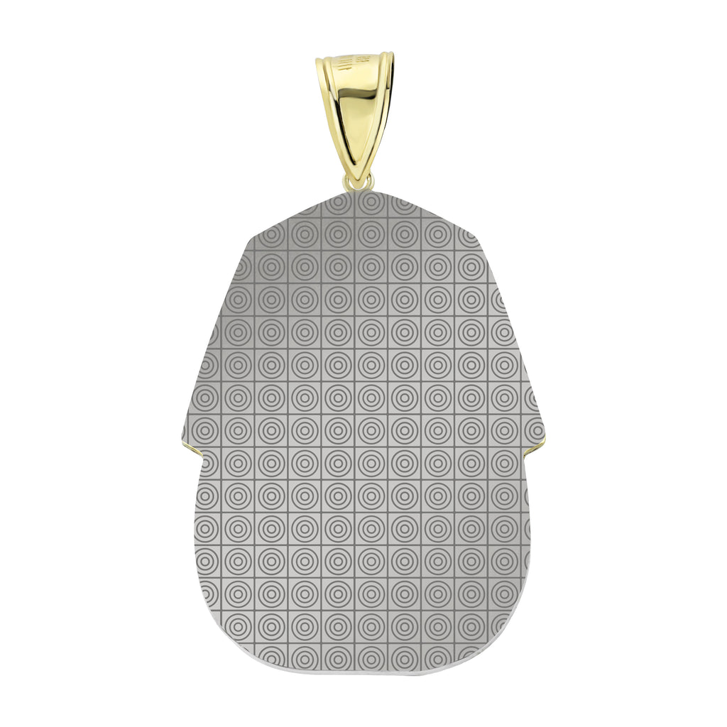 Pharaoh Egyptian King Diamond Cut Pendant Bonded 1/10th 10k Yellow White Gold  - karratluxe