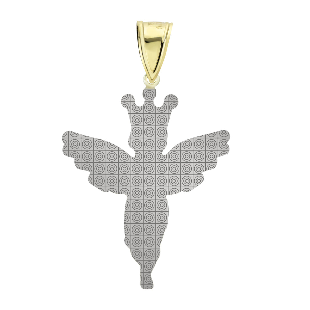 2 1/4" Two Tone Baby Angel Pendant Charm Bonded 1/10th 10k Yellow White Gold  - karratluxe