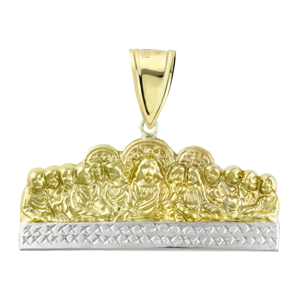 1 1/2" Apostles Last Supper Charm Pendant Diamond Cut Bonded 1/10th 10k Yellow White Gold  - karratluxe