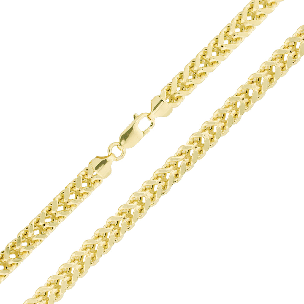 Hollow Franco Chain Necklace Real 10K Gold Bonded 925 - karratluxe