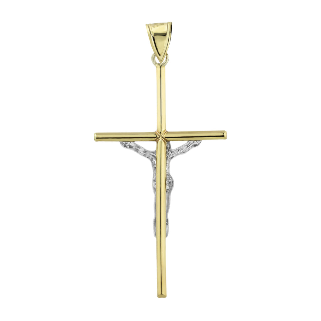 2 1/4" 3D Crucifix Jesus Christ Cross Pendant Bonded 1/10th 10k Yellow Gold  - karratluxe