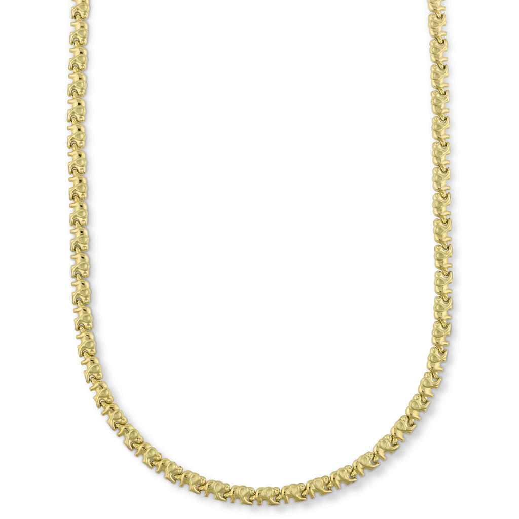 18" Elephant Stampato Necklace Bonded 1/10th 10k Yellow Gold - karratluxe