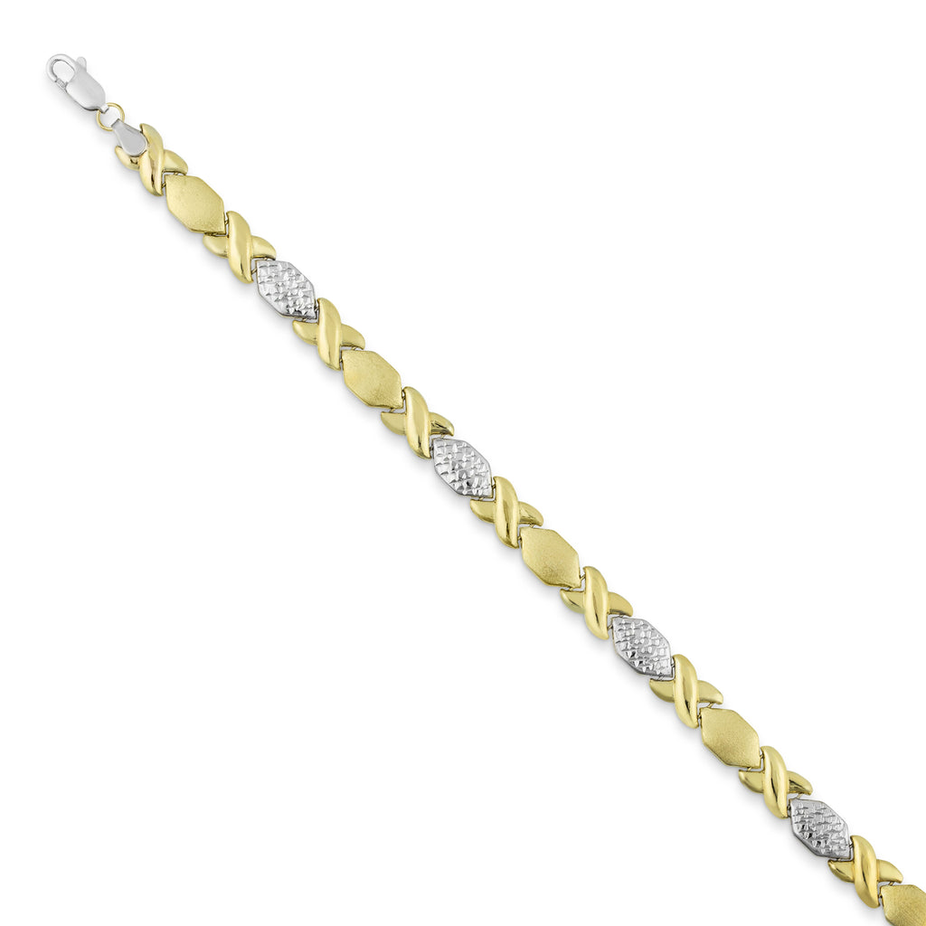 18" Diamond Cut Hugs and Kisses XOXO Stampato Necklace Bonded 1/10th 10k Yellow Gold - karratluxe