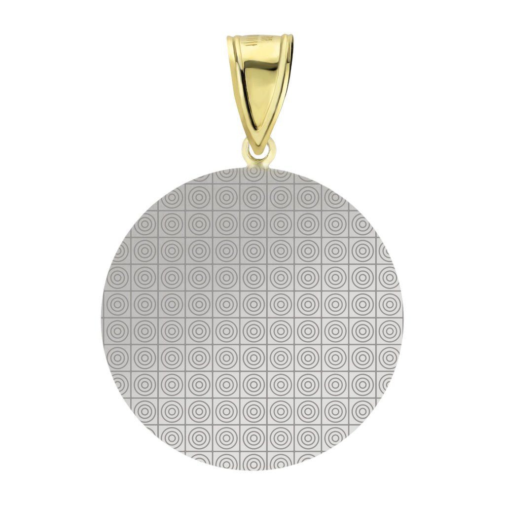 1 3/8" Crown Diamond Cut Round Medallion Pendant Bonded 1/10th 10k Yellow Gold - karratluxe