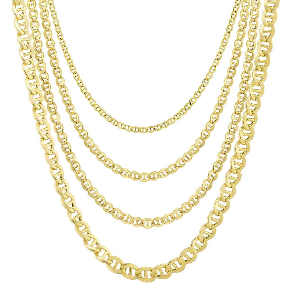 Hollow Mariner Chain Necklace Real 10K Gold Bonded 925 - karratluxe