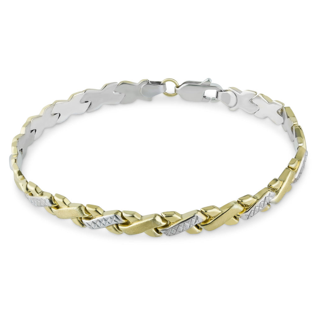 7.50" X Design Diamond Cut Bracelet Bonded 1/10th 10k Yellow Gold XOXO - karratluxe