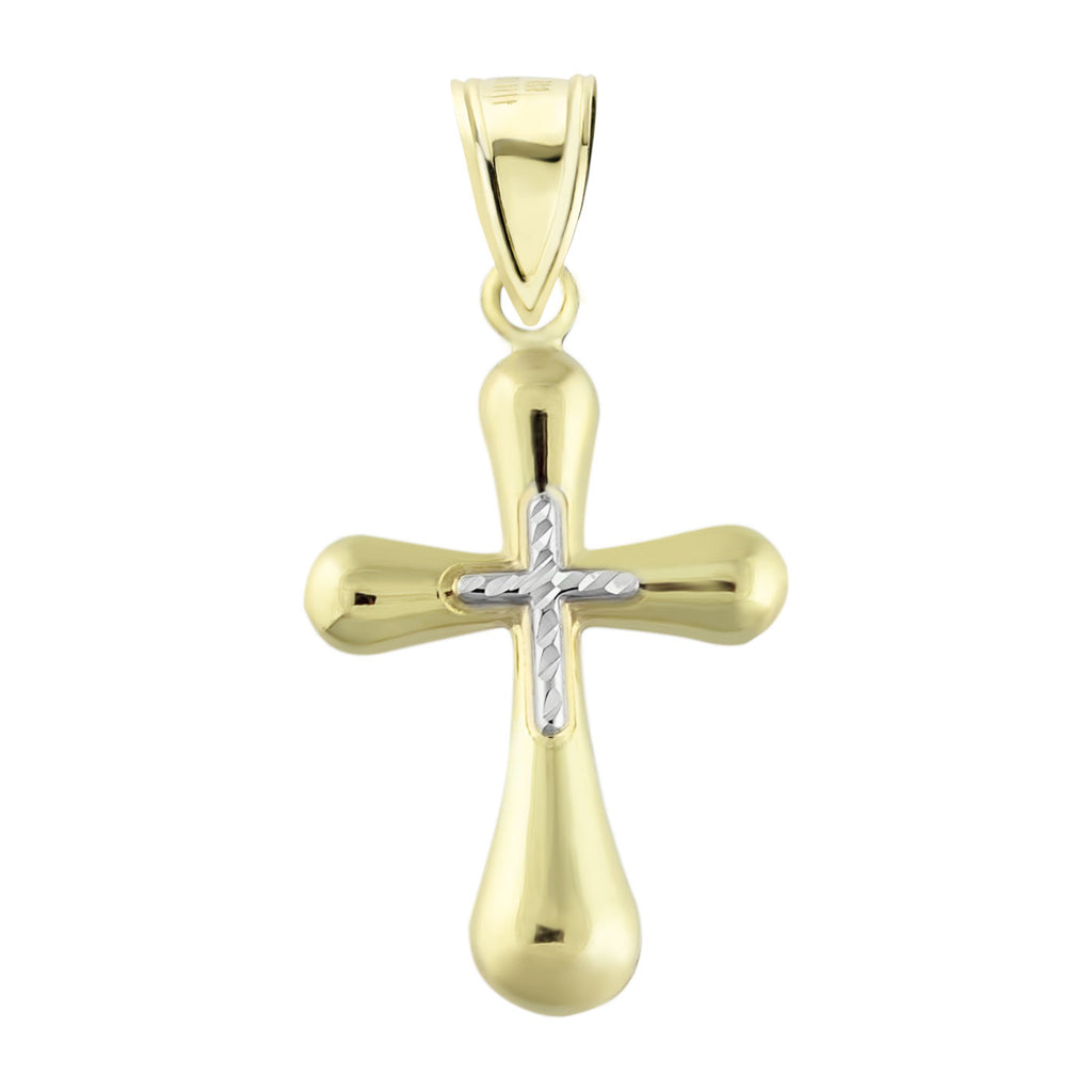 1 1/4" Diamond Cut Cross Pendant Bonded 1/10th 10k Yellow Gold  - karratluxe