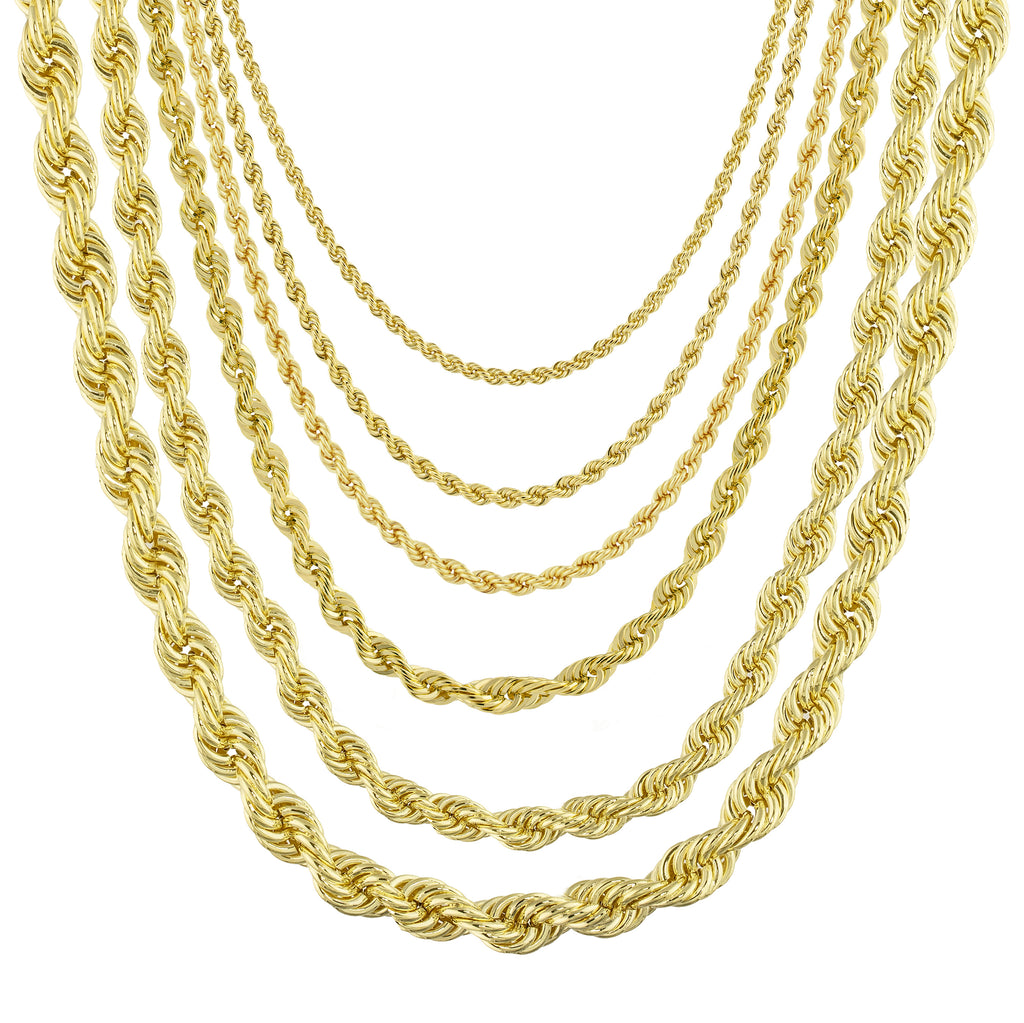 Hollow Rope Chain Necklace Real 10K Gold Bonded 925 - karratluxe