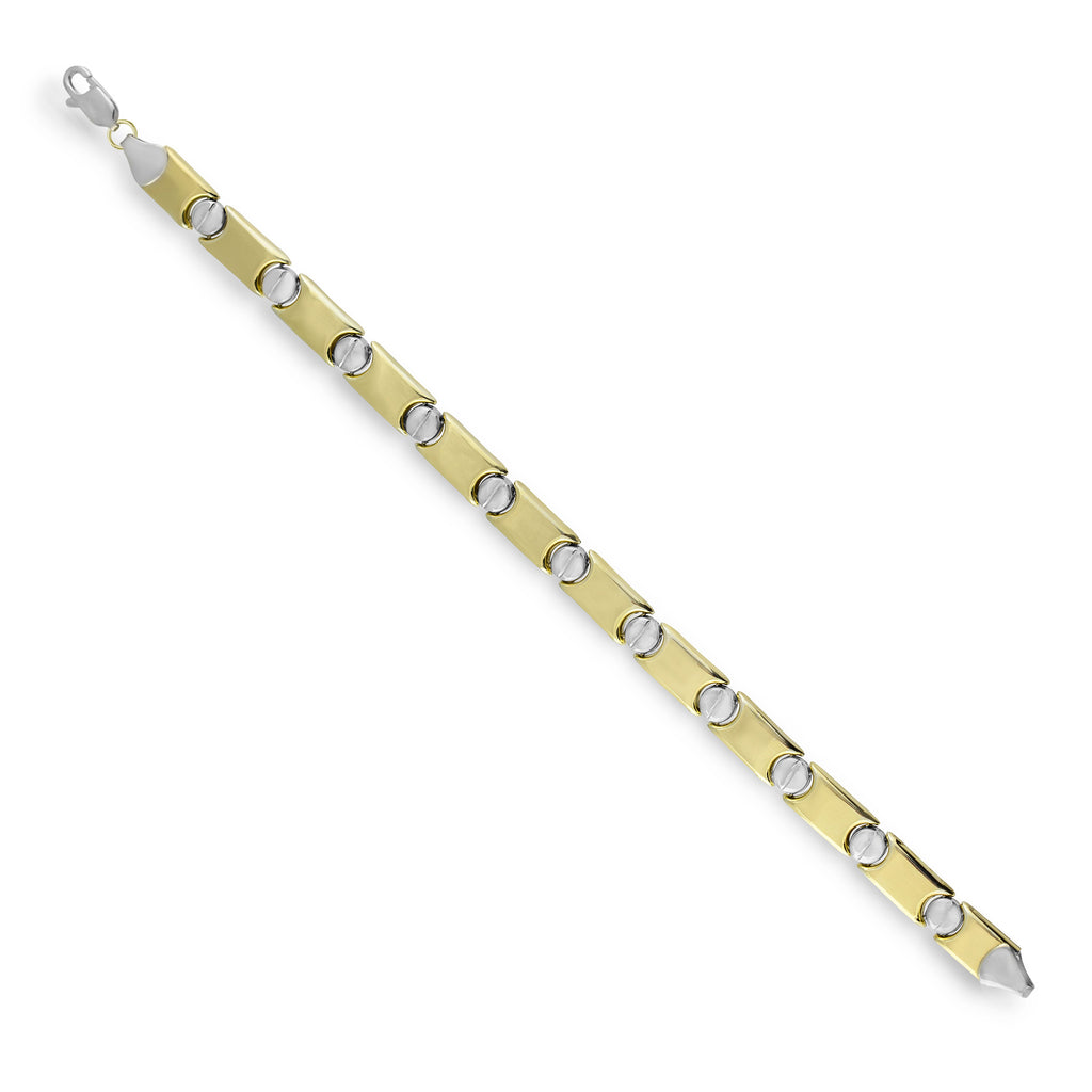 7.5mm Reversible Screw Link Design Chain Necklace Bonded 1/10th 10k Yellow Gold 7 3/4" - karratluxe