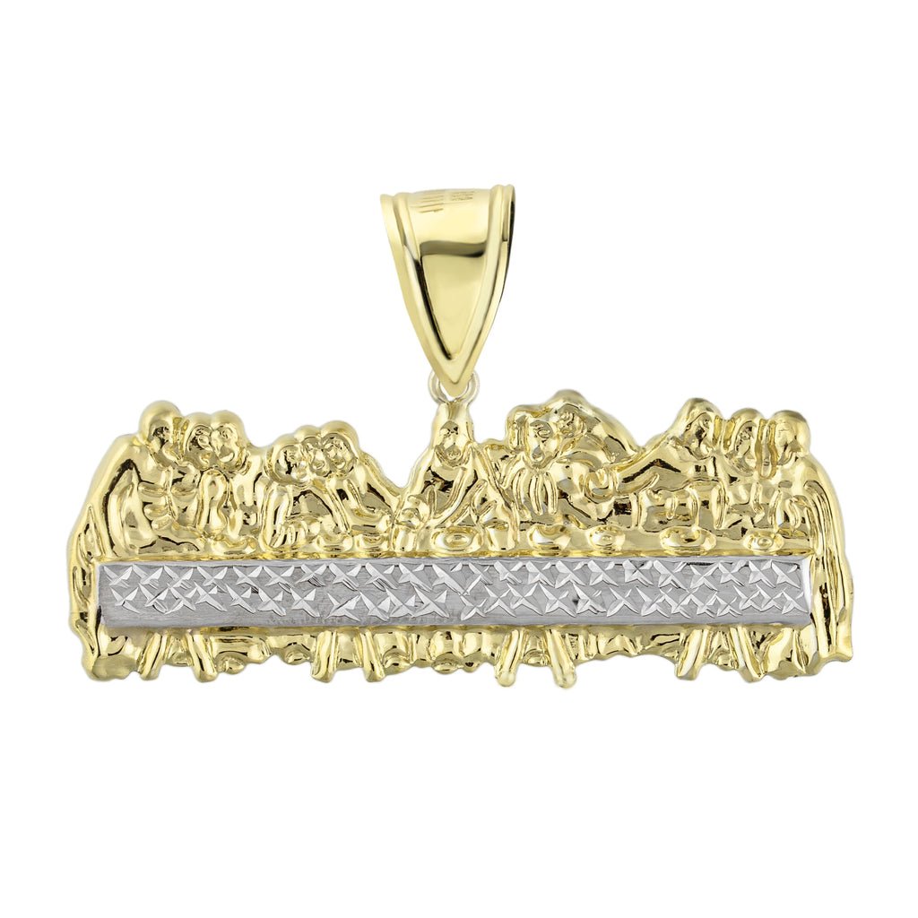 1 1/2" Apostles Last Supper Charm Pendant Diamond Cut Bonded 1/10th 10k Yellow White Gold - karratluxe