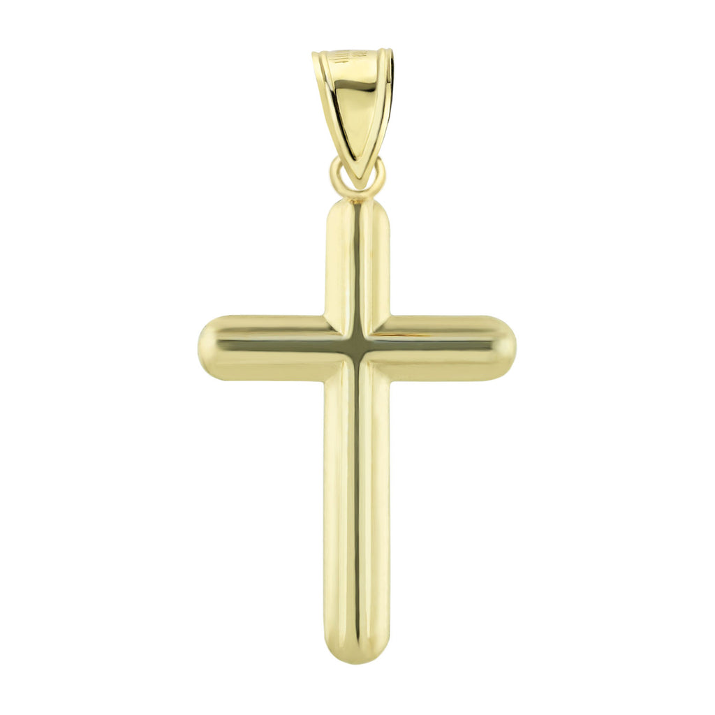 1 3/4" Diamond Cut Cross Pendant Charm Bonded 1/10th 10k Yellow Gold  - karratluxe