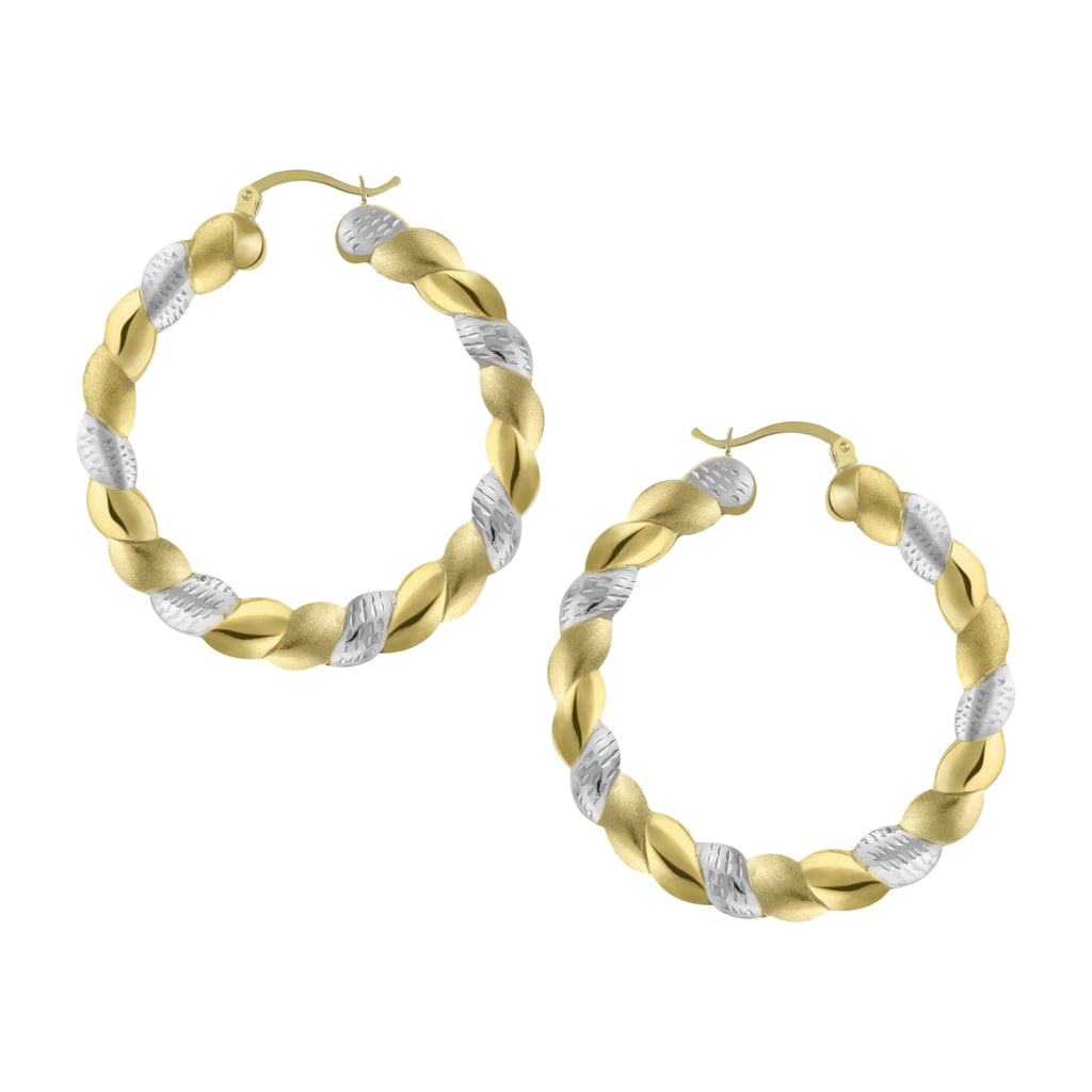 2" Twisted Hoop Earrings Bonded 1/10th 10k Yellow Gold - karratluxe