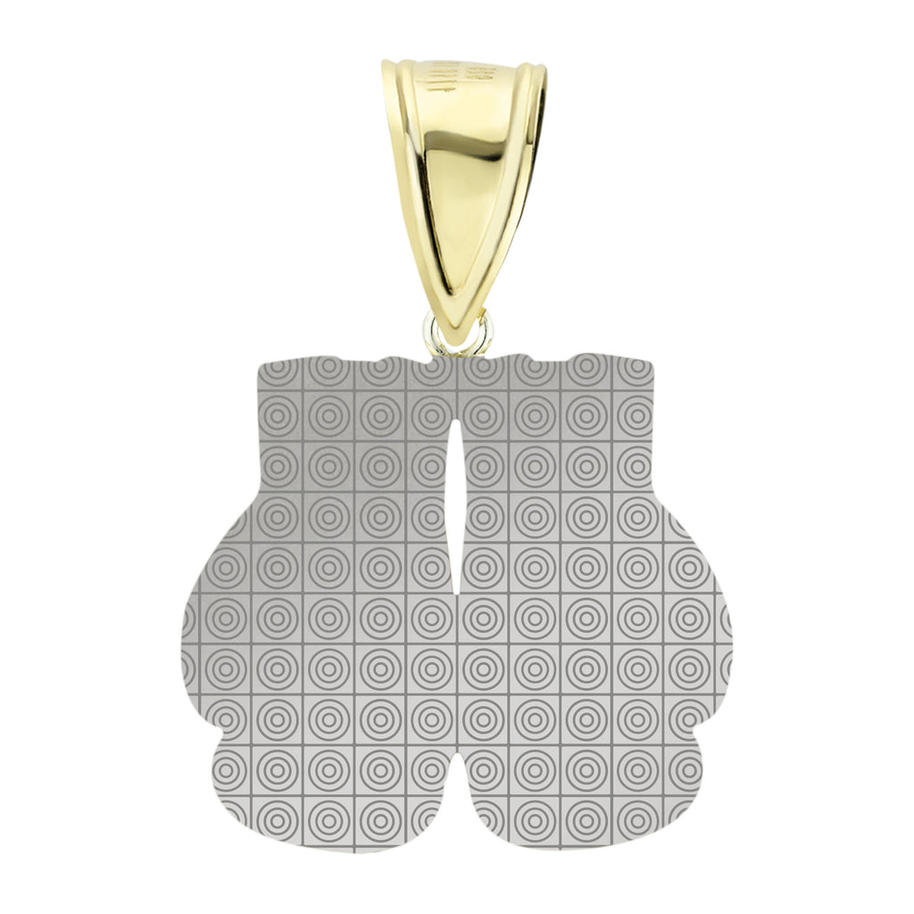 1 1/2" Double Boxing Glove Pendant Charm Diamond Cut Bonded 1/10th 10k Yellow Gold  - karratluxe