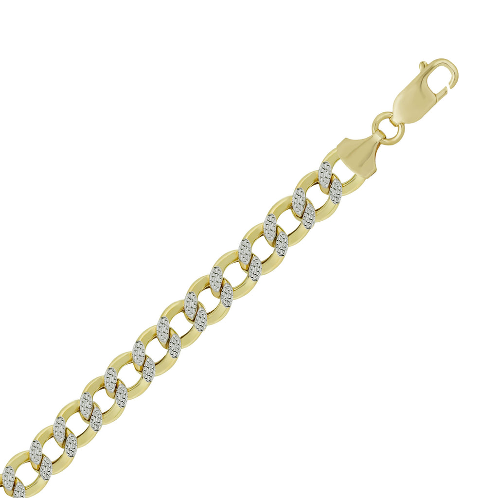 Hollow Curb 2-Tone  Bracelet Real 10K Gold Bonded 925 - karratluxe