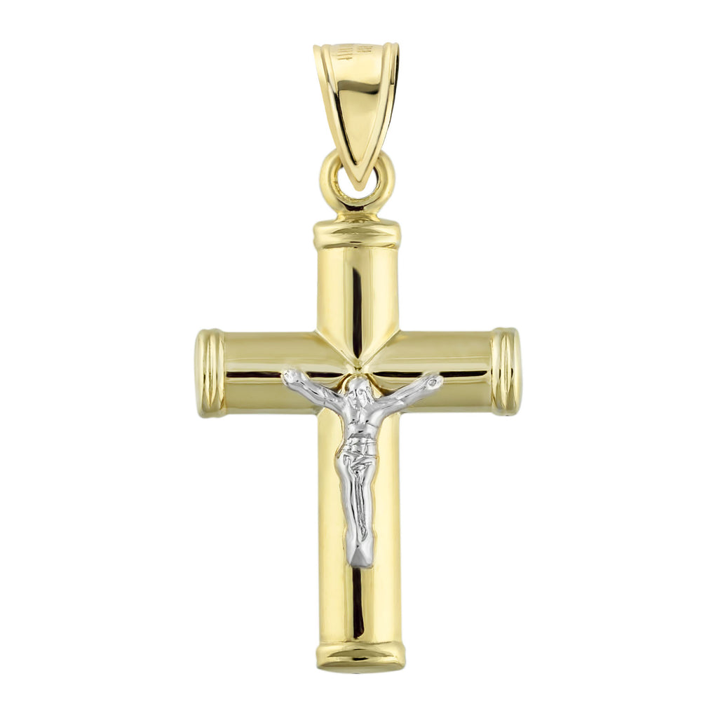 1 1/4" Double Reversible Cross Pendant Bonded 1/10th 10k Yellow Gold  - karratluxe