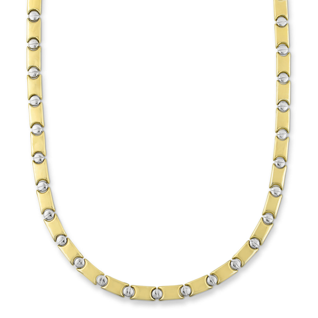 7.5mm Reversible Screw Link Design Chain Necklace Bonded 1/10th 10k Yellow Gold 18" - karratluxe