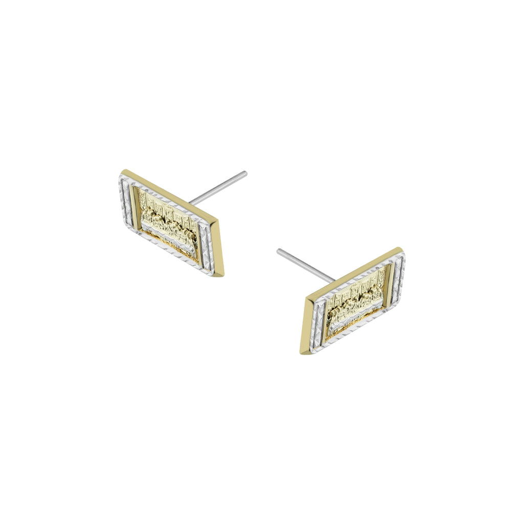 3/8" Last Supper Diamond Cut Stud Earrings Bonded 1/10th 10k Yellow Gold - karratluxe