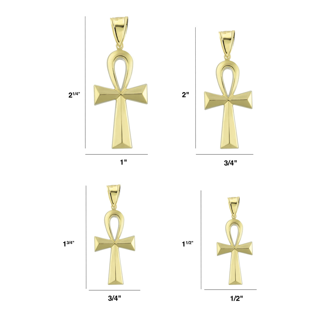 Ankh Cross Jesus Pendant Charm Diamond Cut Bonded 1/10th 10k Yellow White Gold  - karratluxe