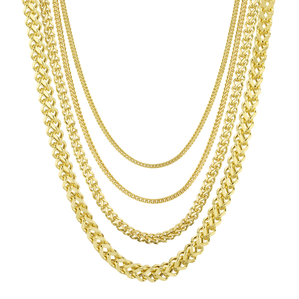 Hollow Franco Chain Necklace Real 10K Gold Bonded 925 - karratluxe