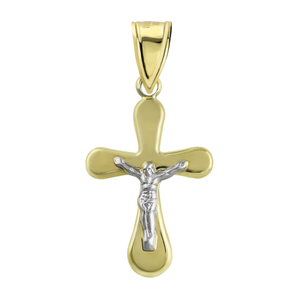 1 1/4" Jesus Crucifix Cross Pendant Bonded 1/10th 10k Yellow White Gold  - karratluxe