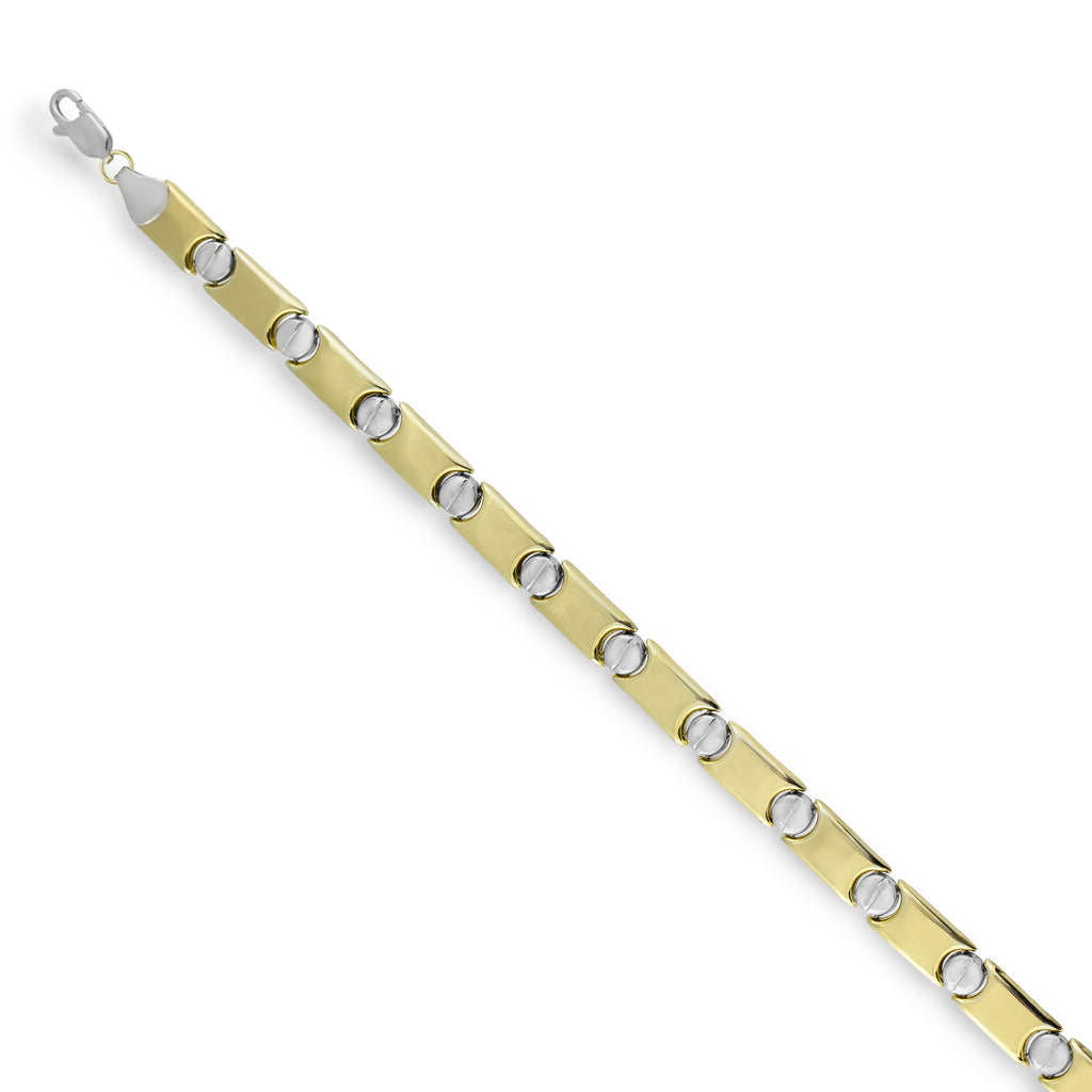 7.5mm Reversible Screw Link Design Chain Necklace Bonded 1/10th 10k Yellow Gold 18" - karratluxe