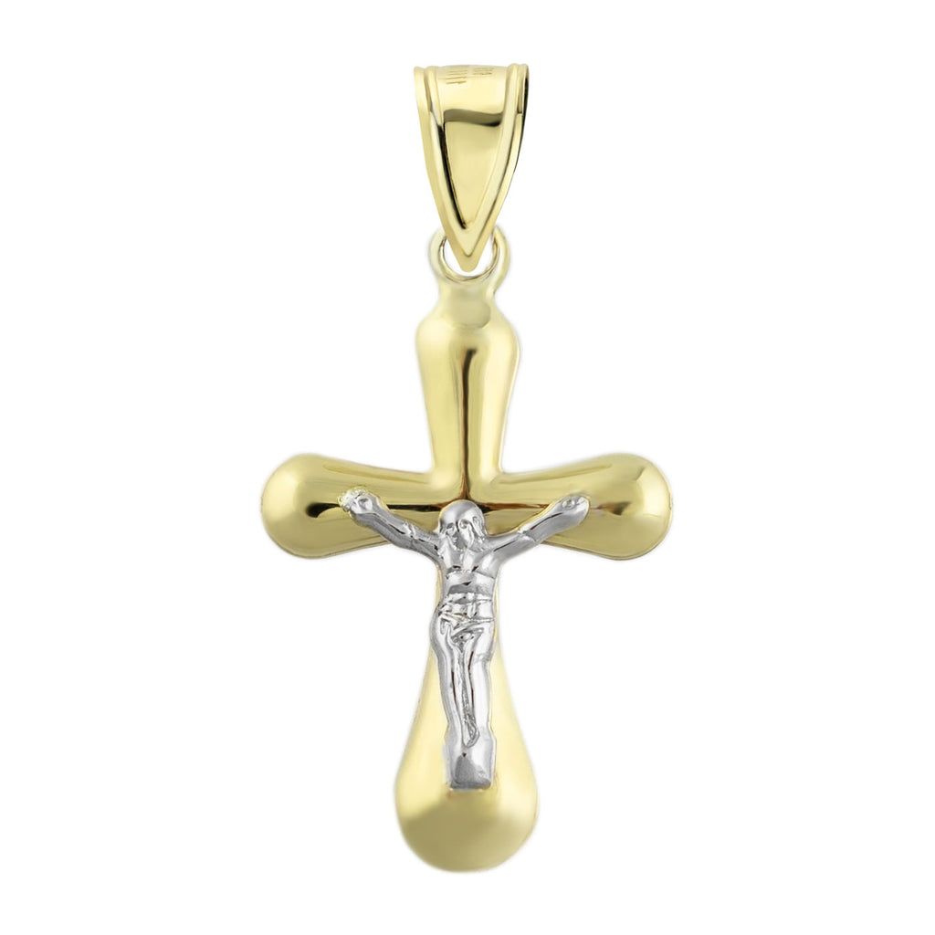 1 1/4" 3D Jesus Crucifix Cross Pendant Bonded 1/10th 10k Yellow Gold  - karratluxe