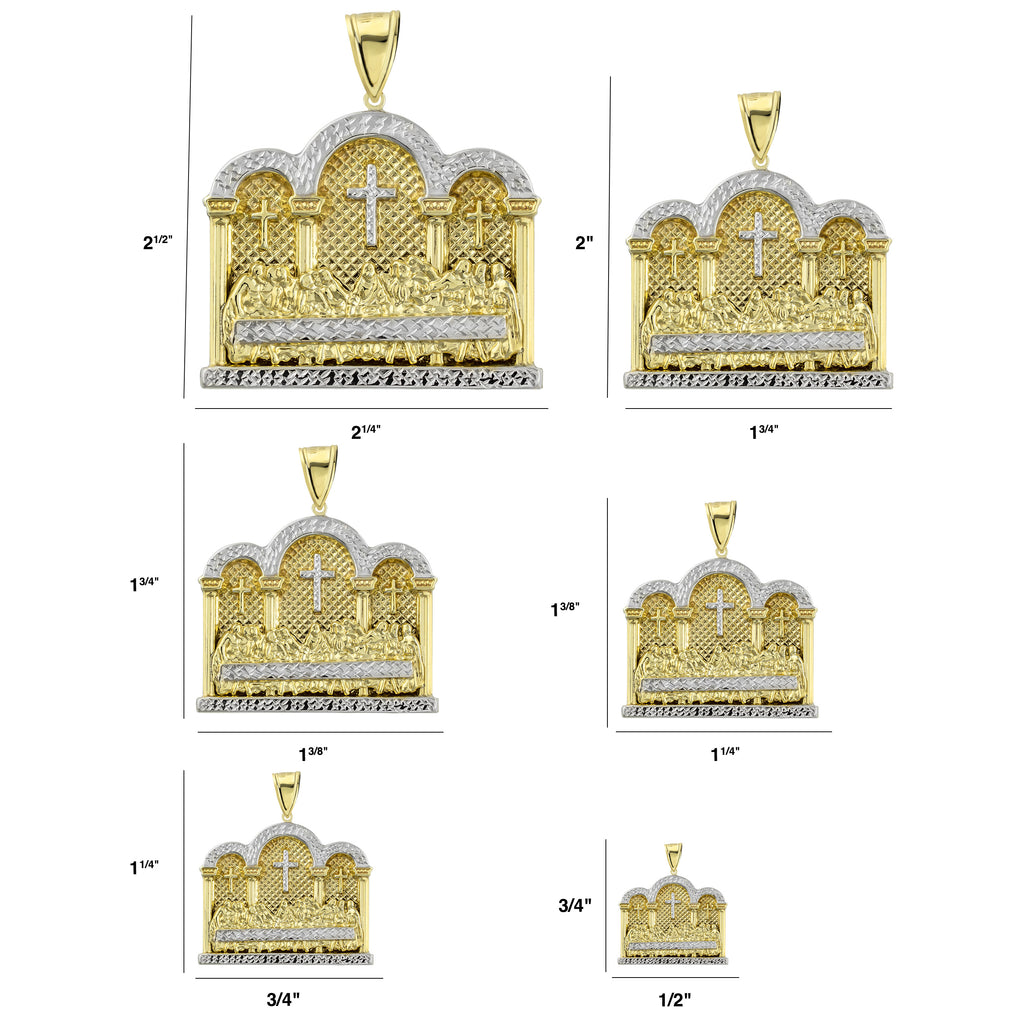 Jesus Last Supper Cross Pendant Charm Real Bonded 1/10th 10k Yellow Gold  - karratluxe