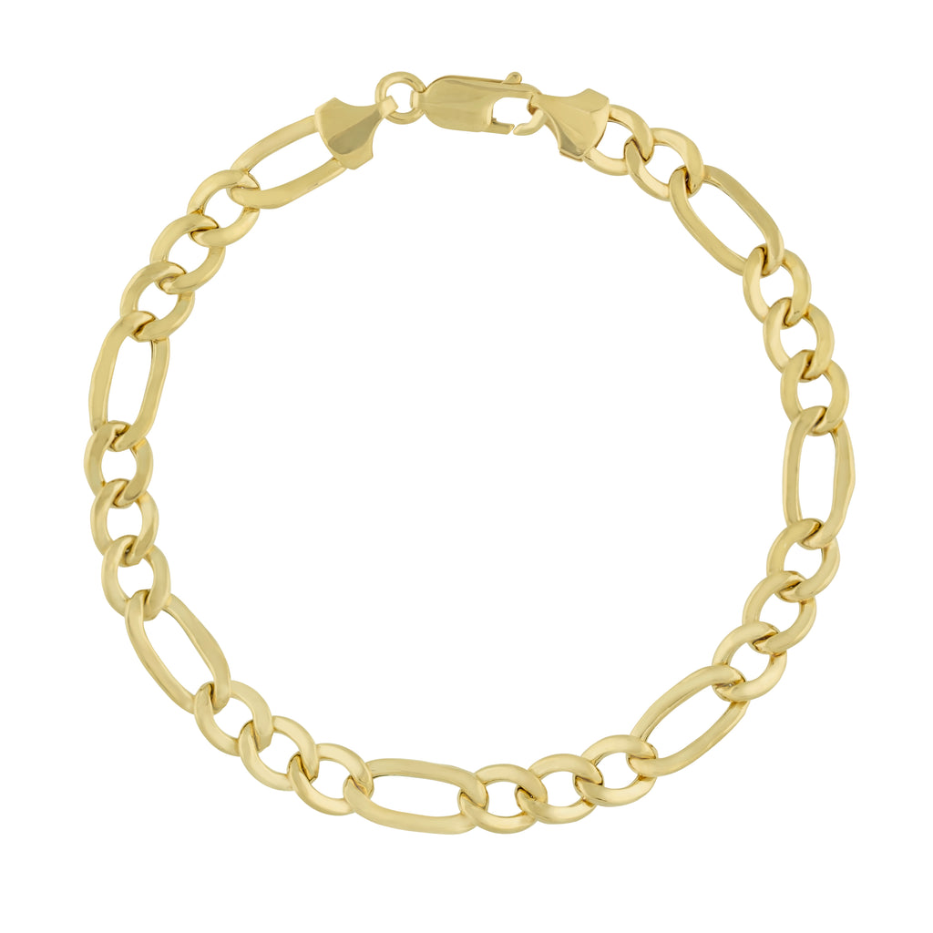 Hollow Figaro Bracelet Real 10K Gold Bonded 925 - karratluxe