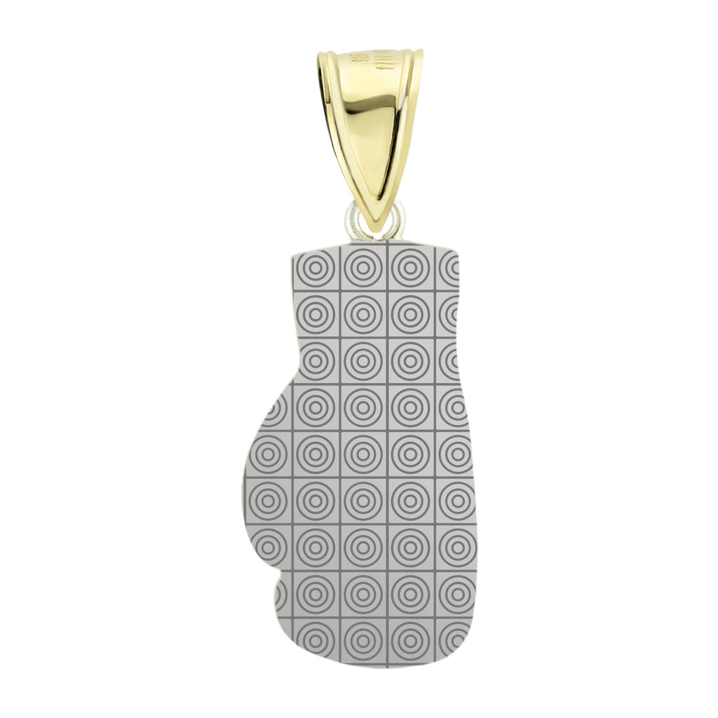 1 3/8" Boxing Glove Pendant Diamond Cut Bonded 1/10th 10k Yellow White Gold  - karratluxe