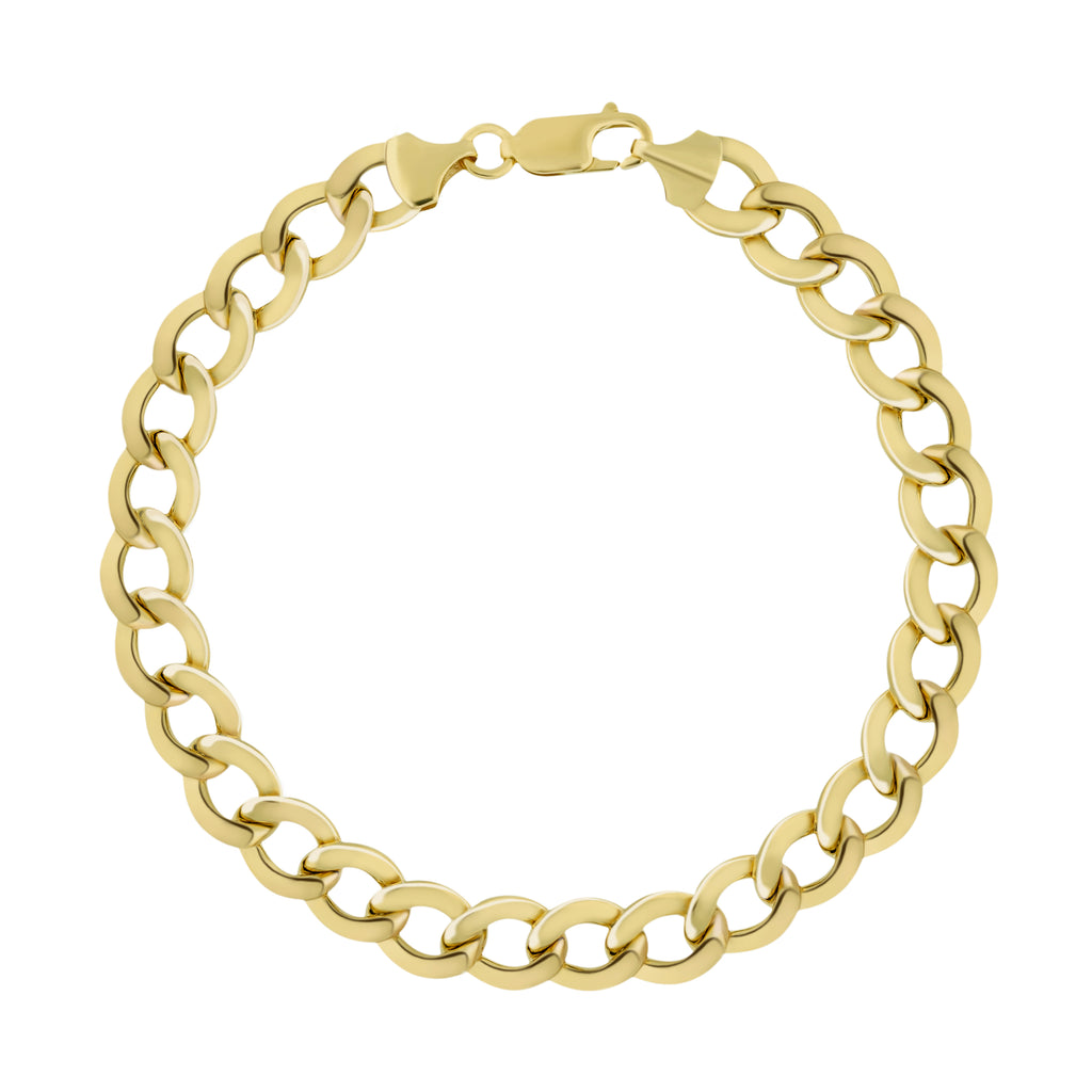 Hollow Curb Cuban Bracelet Real 10K Gold Bonded 925 - karratluxe