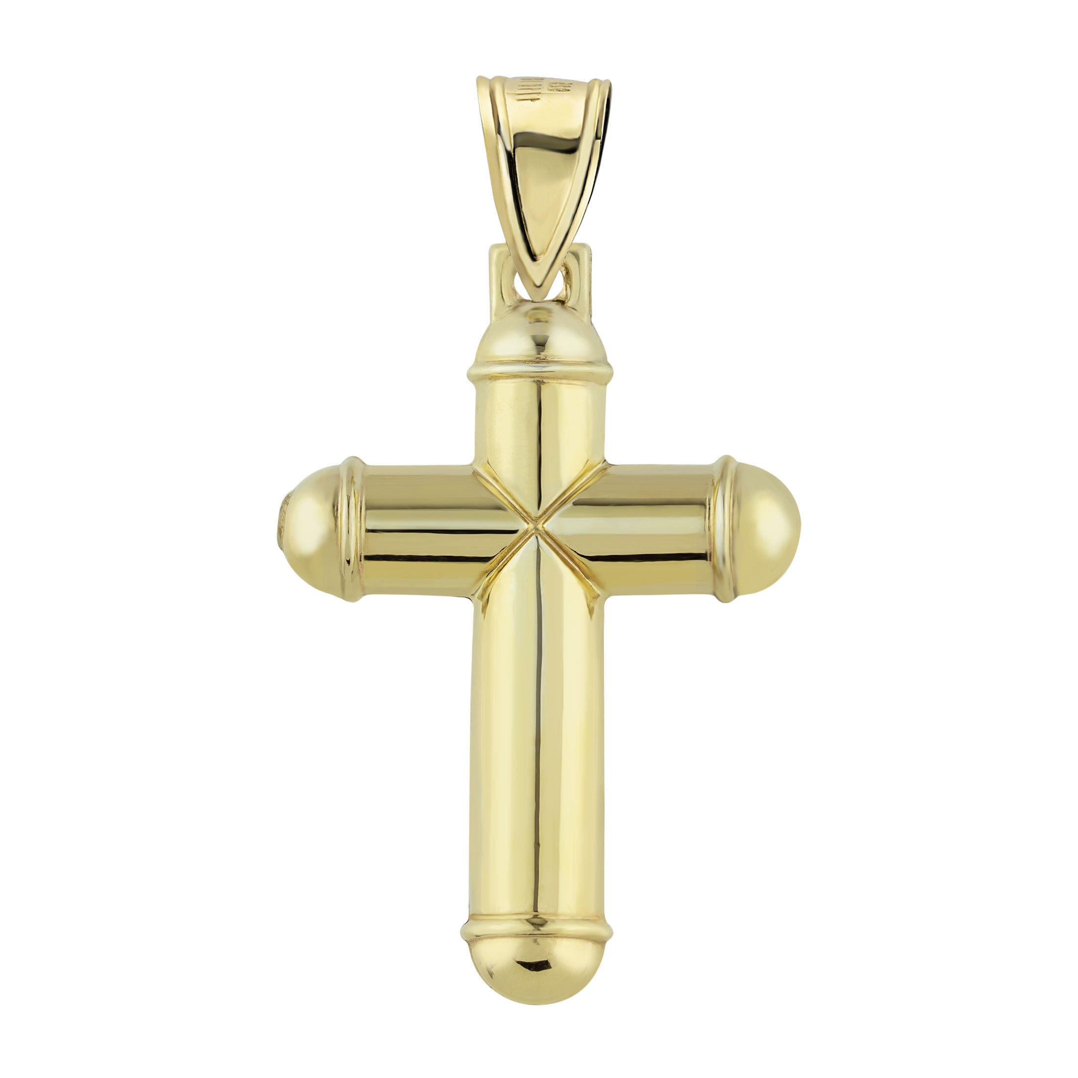 10k Yellow Gold Jesus Cross Charm Pendant – Diamond Cut Crucifix