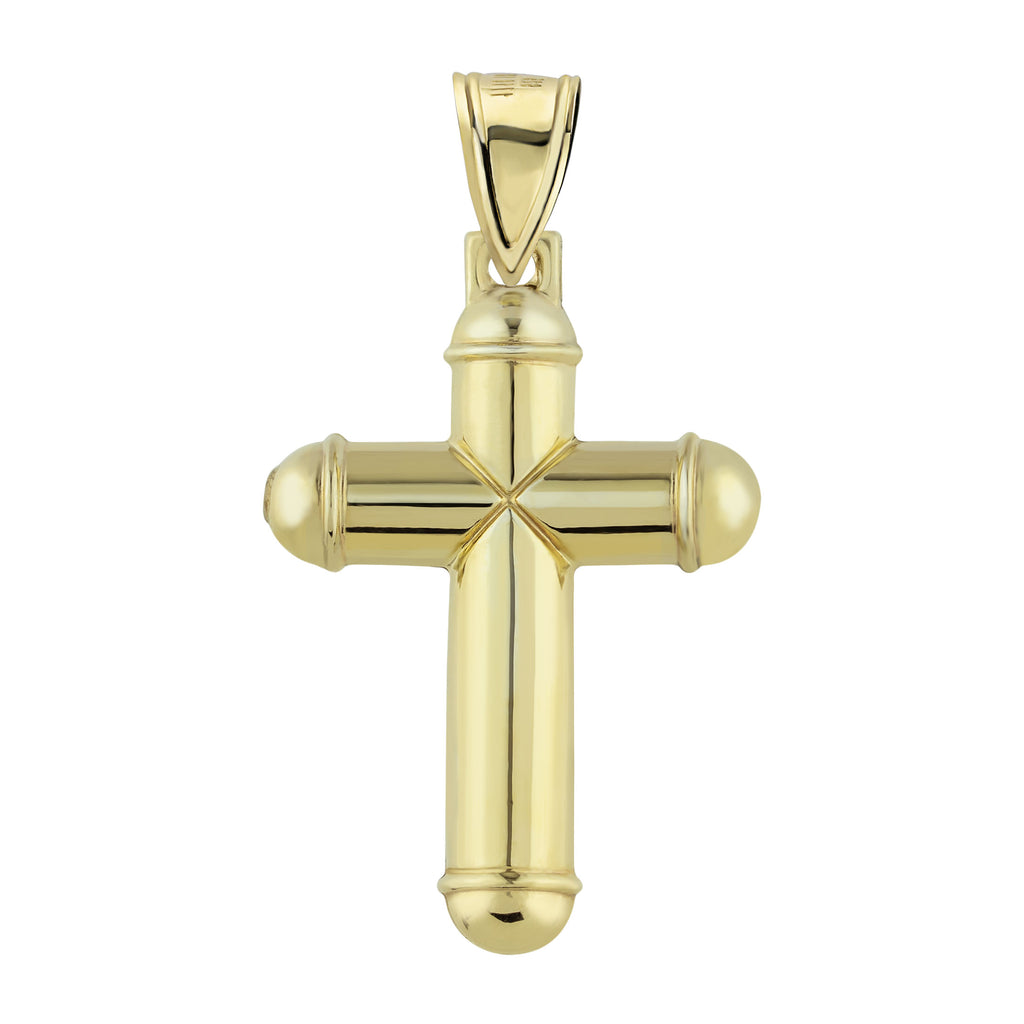 2 1/2" Tube Diamond Cut Jesus Crucifix Cross Charm Pendant Bonded 1/10th 10k Yellow White Gold - karratluxe