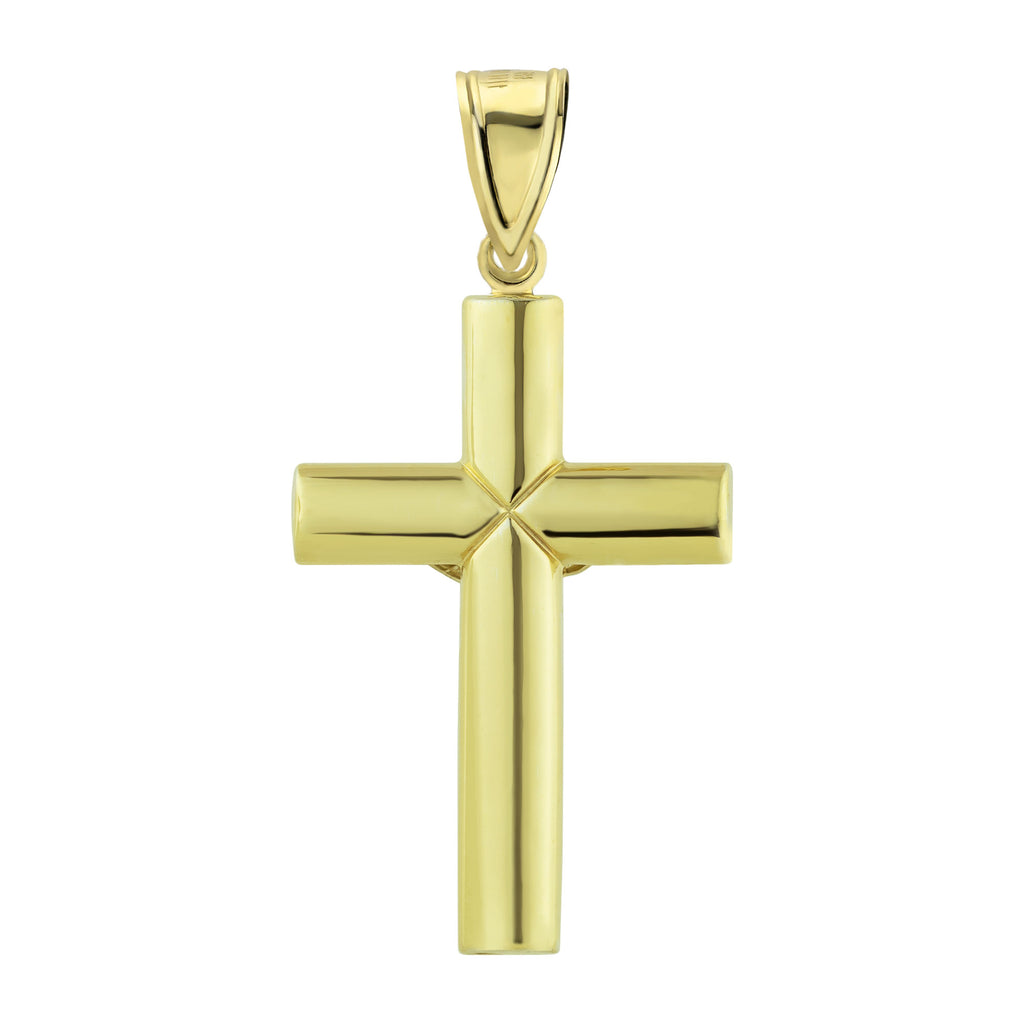 2 1/2" Jesus Crucifix Tube Cross Charm Pendant Bonded 1/10th 10k Yellow Gold  - karratluxe