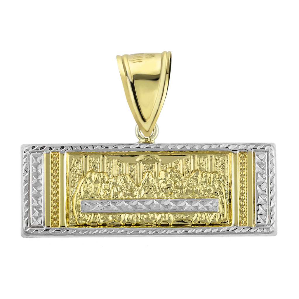 1 1/4" Diamond Cut Last Supper Anchor Pendant Bonded 1/10th 10k Yellow Gold - karratluxe