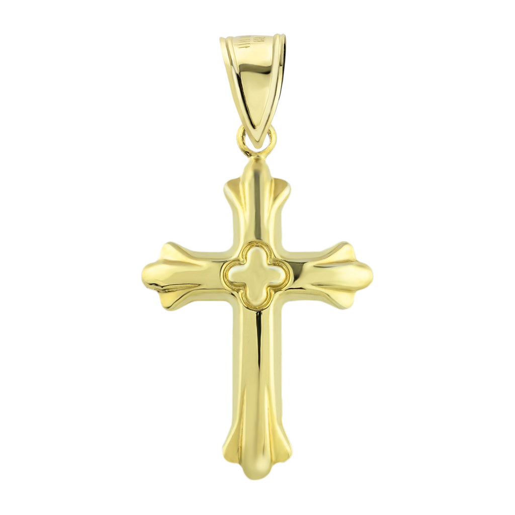 1 3/8" Diamond Cut Cross Charm Pendant Bonded 1/10th 10k Yellow White Gold - karratluxe