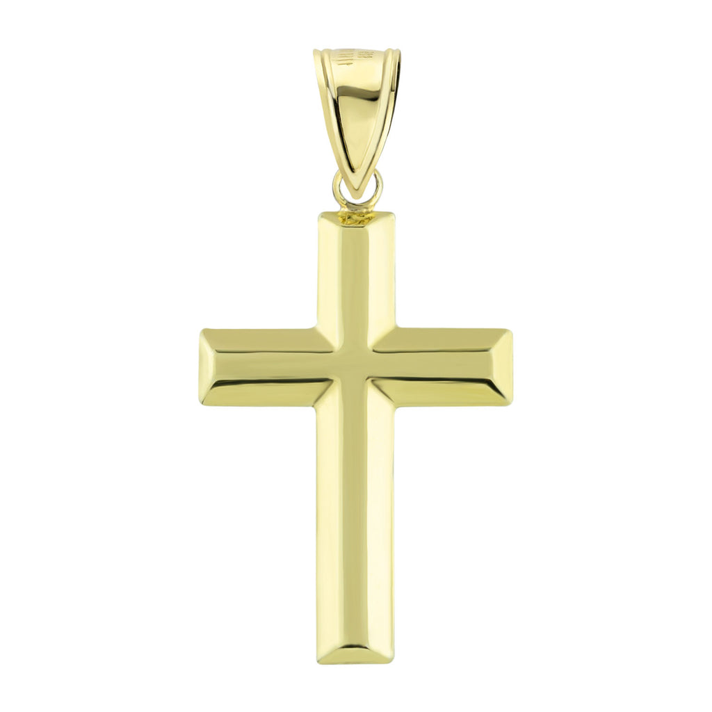 1 3/8" Two-Tone Diamond Cut Cross Charm Pendant Bonded 1/10th 10k Yellow Gold  - karratluxe