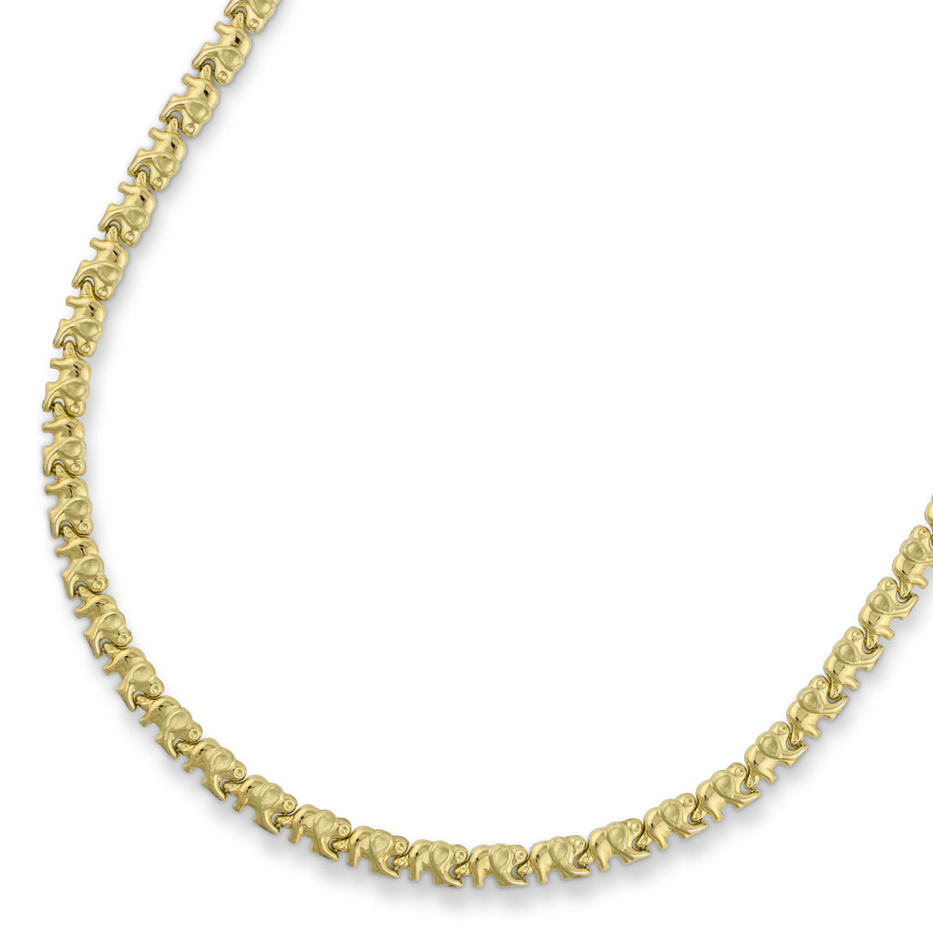 18" Elephant Stampato Necklace Bonded 1/10th 10k Yellow Gold - karratluxe