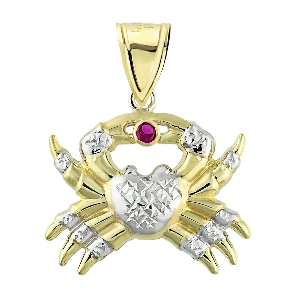 1 3/8" Crab Insect Animal  Ruby Diamond Cut Pendant Bonded 1/10th 10k Yellow Gold - karratluxe